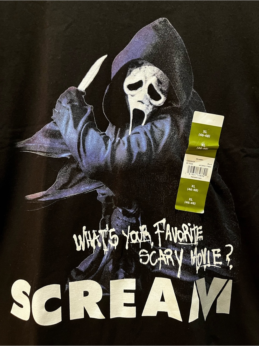 Scream Ghostface “What’s Your Favorite Scary Movie?” Graphic Tee – XL NWT